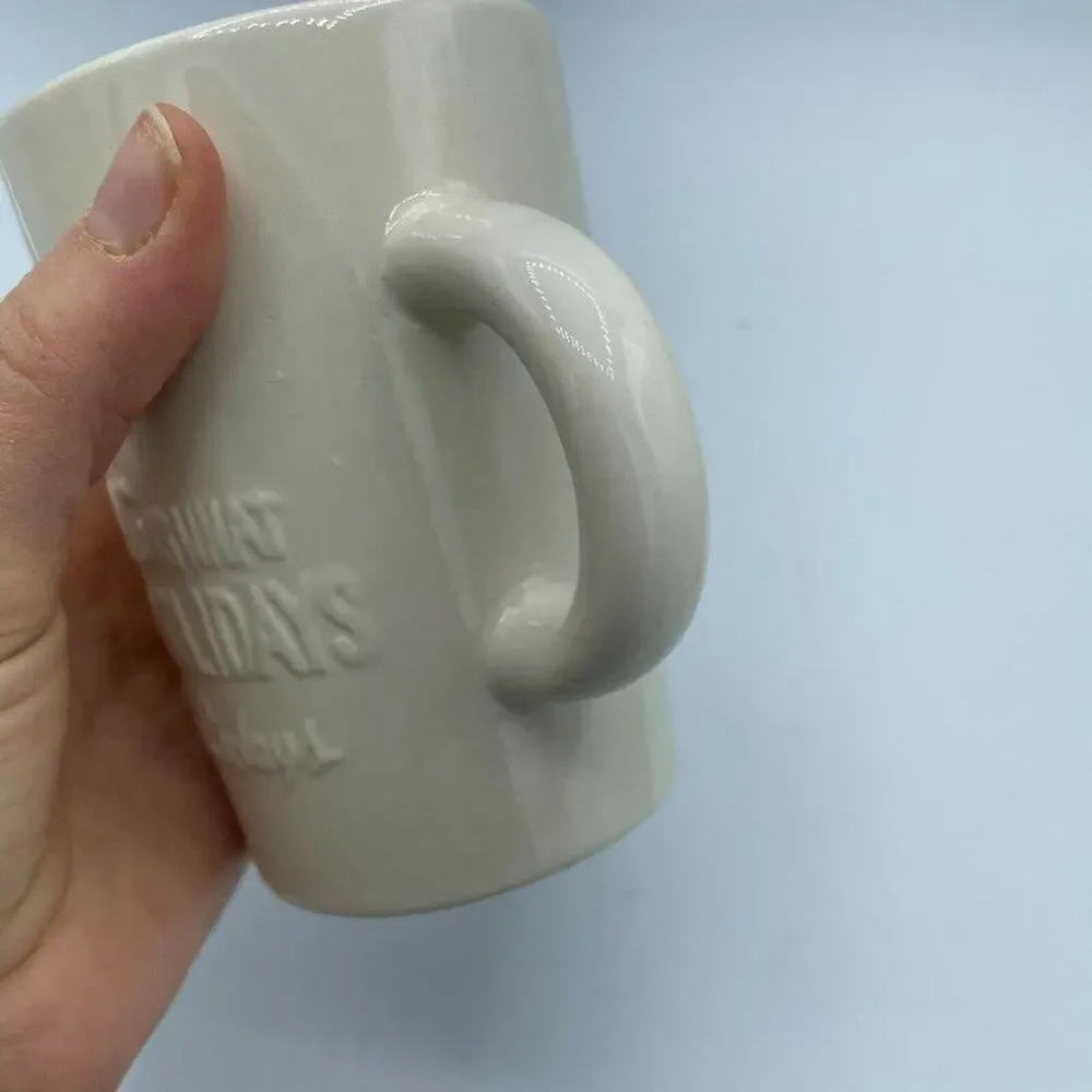 Starbucks Ivory Ceramic Holiday Coffee Mug Cup Tall 10 oz